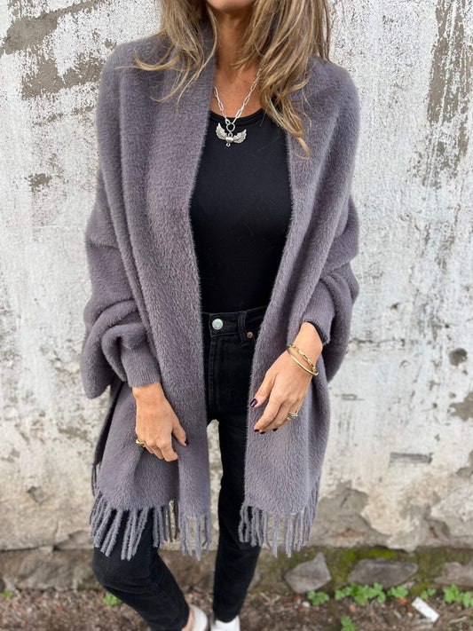 🔥 Γυναικείο μακρύ μανίκι Casual Tassel Shawl Coat