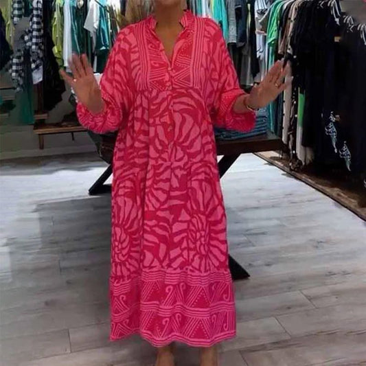 💖LADIES CASUAL ΤΥΠΩΜΈΝΟ V-ΛΑΙΜΌΣ ΧΑΛΑΡΌ ΦΌΡΕΜΑ👗