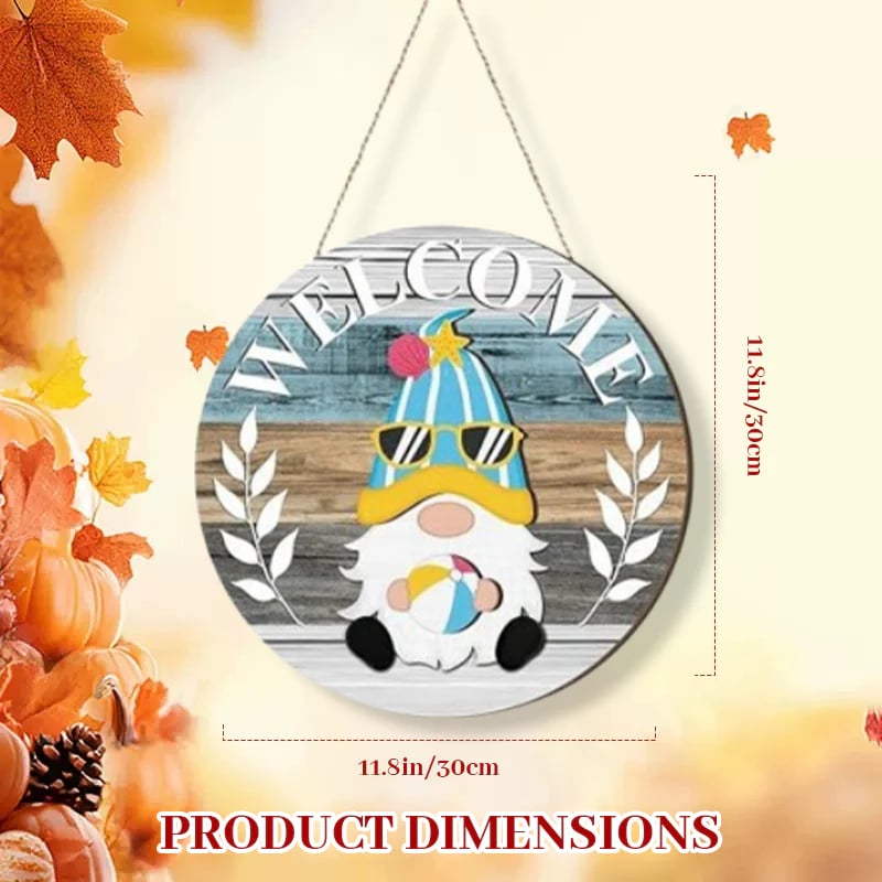 🍁A legjobb karácsonyi dekorációk🎄Cserélhető fa üdvözlőtábla törpével🎈-5