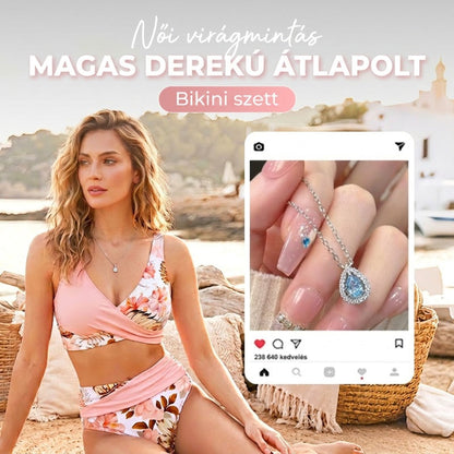 🌸(EU S-XL)🌿 Női virágmintás magas derekú bikini szett