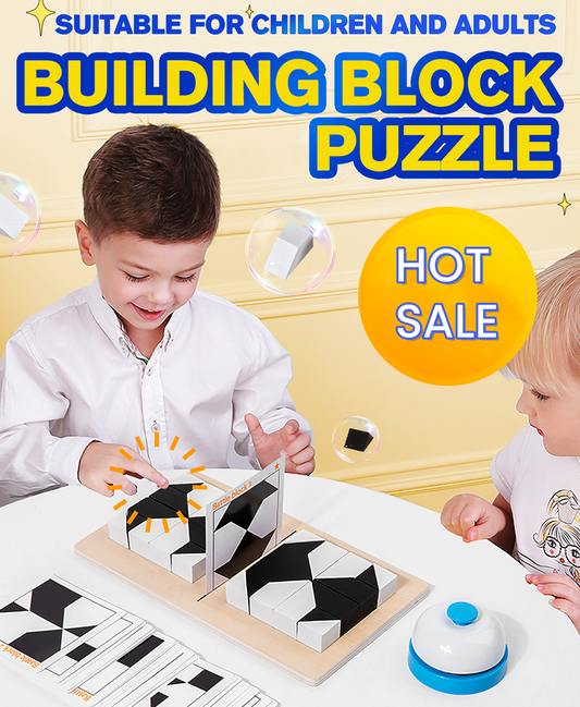 🧩 Kreatív fekete-fehér építőelemes puzzle szett (gyerekeknek)  👨‍👩‍👧‍👦