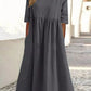 【S-5XL】👗Βαμβακερό φόρεμα με στρογγυλή λαιμόκοψη και τσέπες