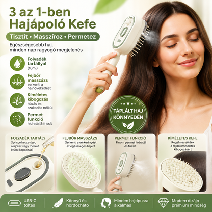 💆Permetező és masszírozó elektromos fésű – 2 az 1-ben, haj- & fejbőrápolás⚡✨