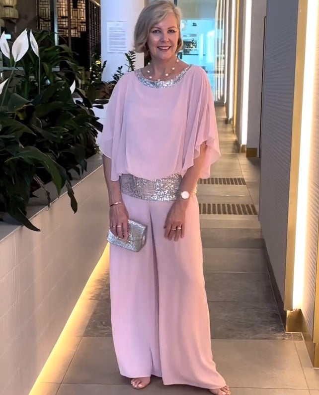 🌸2025 Elegáns kétrészes Colorblock készlet flitterekkel-1