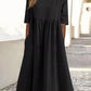 【S-5XL】👗Βαμβακερό φόρεμα με στρογγυλή λαιμόκοψη και τσέπες