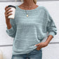✨【S-3XL】Egyszínű, kerek nyakú, csíkos felső hosszú ujjakkal-11