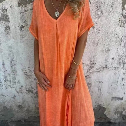 2025【M-3XL】🎁Άνοιξη και καλοκαίρι άνετο βαμβακερό λινό φόρεμα
