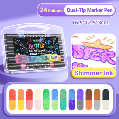 🎁 Kétvégű csillámos filctoll csillámmal ✍️✨