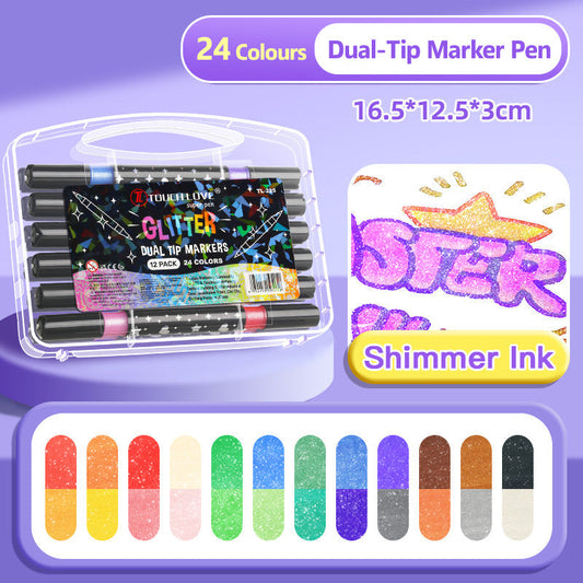 🎁 Kétvégű csillámos filctoll csillámmal ✍️✨
