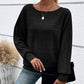 ✨【S-3XL】Egyszínű, kerek nyakú, csíkos felső hosszú ujjakkal-4