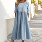 【S-5XL】👗Βαμβακερό φόρεμα με στρογγυλή λαιμόκοψη και τσέπες