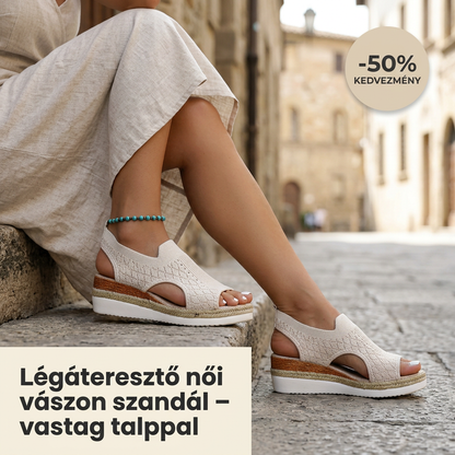 👡Légáteresztő női vászon szandál – vastag talppal☀️