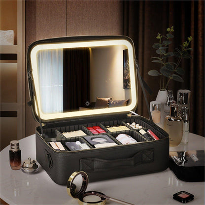 💄Hordozható sminktáska LED-tükörrel✨👜