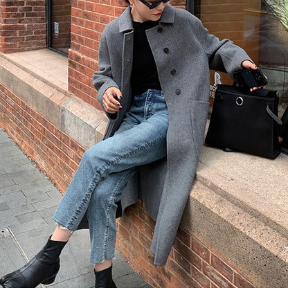🍃ΓΥΝΑΙΚΕΊΟ ΜΑΚΡΎ ΠΑΛΤΌ ΑΠΌ ΜΑΛΛΊ FAUX TWEED ΔΙΠΛΉΣ ΌΨΗΣ✨