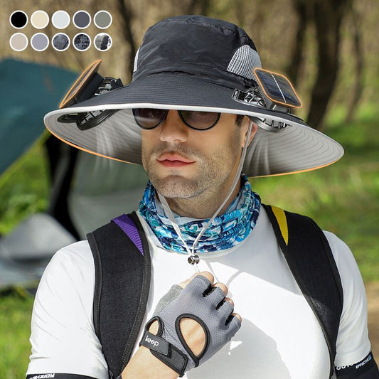 ☀️Napvédő halászsapka – 2 napelemes ventilátorral🧢
