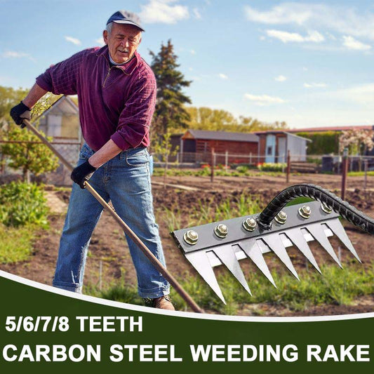 💪 5/6/7/8 fogú szénacél kerti gyomláló gereblye 🏡🌿
