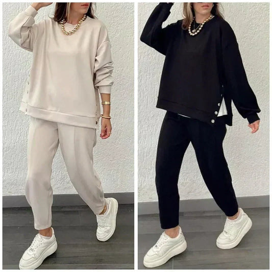 💕Γυναικεία μόδα μονοκόμματο σετ μπλούζα και παντελόνι δύο τεμαχίων
