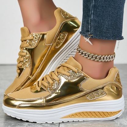 ✨ Γυναικεία μοντέρνα Casual Sparkling Style Platform Sneakers 👟