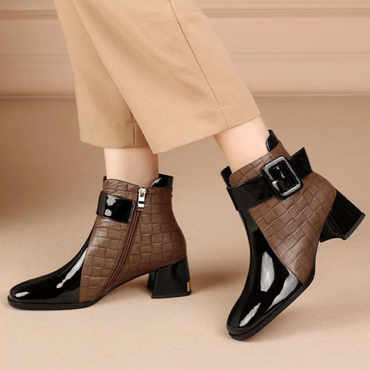 👢✨Γυναικείες μπότες αστραγάλου με υψηλή γυαλάδα