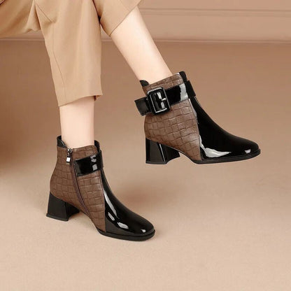 👢✨Γυναικείες μπότες αστραγάλου με υψηλή γυαλάδα