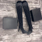 👠 ΓΥΝΑΙΚΕΊΑ SPARKLY FAUX DIAMONDS KNEE HIGH BOOTS
