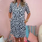 💕Μεγάλη Έκπτωση 50%！👗Γυναικών V-λαιμός κοντό μανίκι τυπωμένο Casual φόρεμα
