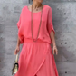 💖💖【S-4XL】Διπλό σετ με χαλαρή σιφόν μπλούζα και παντελόνι με φαρδιά πόδια
