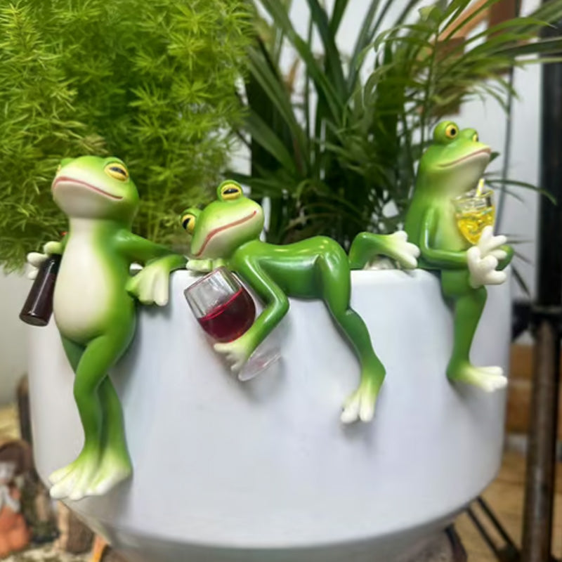 🐸Miniatűr béka figurák növényi dekorációk-3