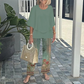 🎉🛍️Καυτή προώθηση 50% OFF💖Γυναικείο τυπωμένο παντελόνι και σετ τοπ με λαιμόκοψη Crew