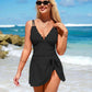 🌞S-XL🏖️Új egyrészes fürdőruha szabálytalan szoknyával és V-kivágással👙🌊