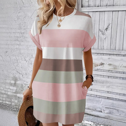 🔥Μεγάλη Έκπτωση 50%！🌺Sukienka damska casual z okolicznicem rundym