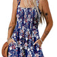 💃Women's Summer Sleeveless Loose Casual Short Smocked Romper With Pockets