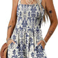 💃Women's Summer Sleeveless Loose Casual Short Smocked Romper With Pockets
