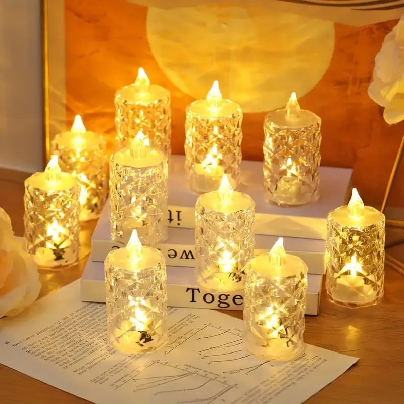 🔥 Kristály láng nélküli gyertyafény 🎄🕯️🎃