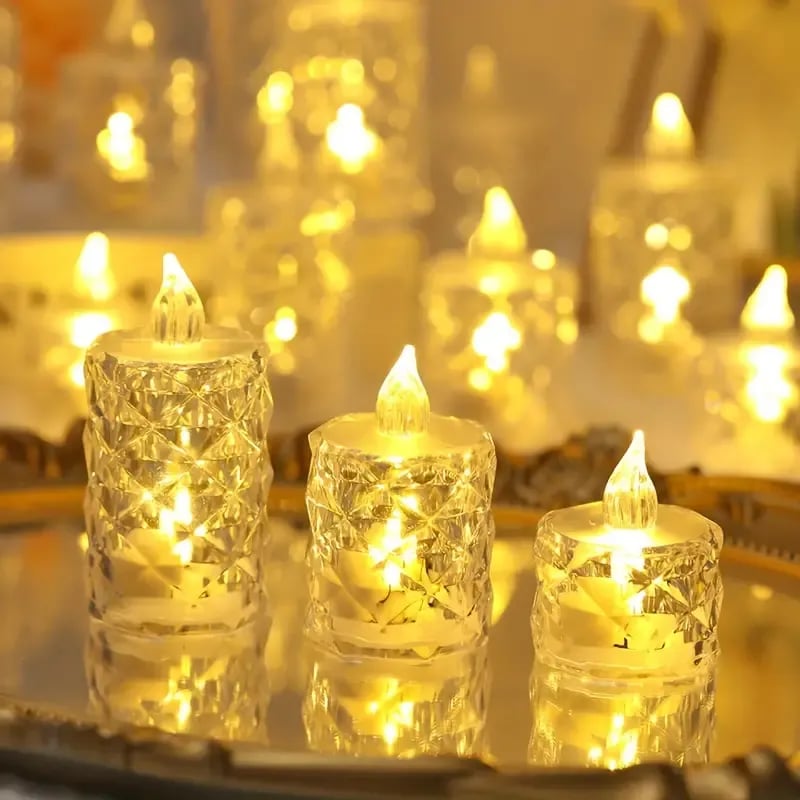 🔥 Kristály láng nélküli gyertyafény 🎄🕯️🎃-1
