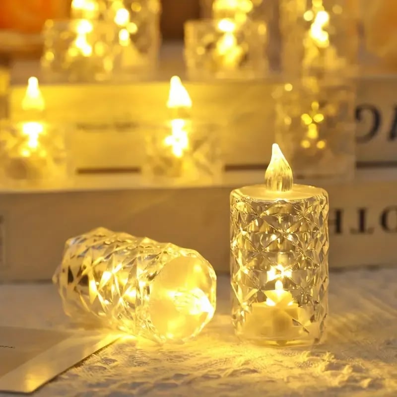 🔥 Kristály láng nélküli gyertyafény 🎄🕯️🎃-5