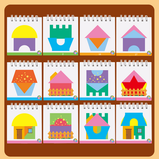 🧩 Geometrikus házréteges puzzle fa alapon 👶