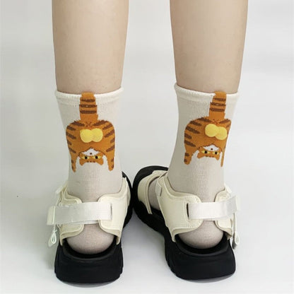 🧦Unisex vicces macska fenék zokni pomponokkal🐈