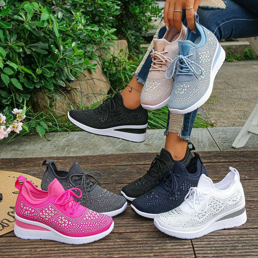 👟Kristályos hálós edzőcipő – lélegzik, könnyű, ragyog💎
