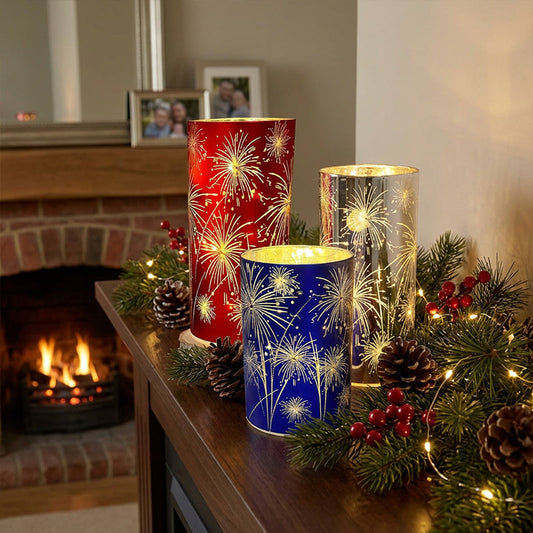 🕯️50% kedvezmény! 🎆 Láng nélküli tűzijátékos gyertyalámpa✨