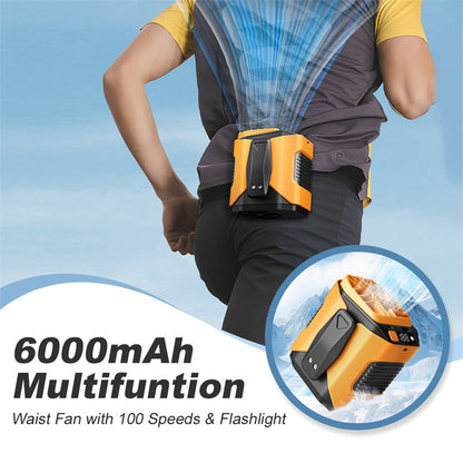 🌀6000 mAh-s többfunkciós derékventilátor 🌬️⚡