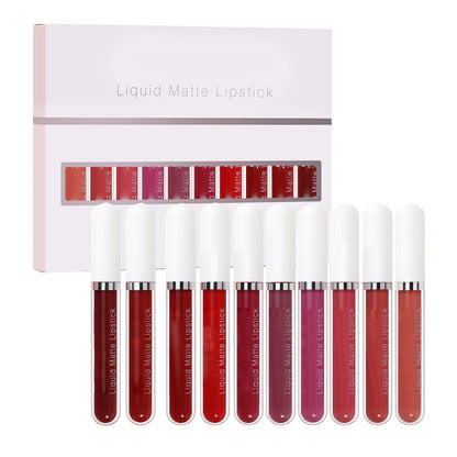 💝50% KEDVEZMÉNY! 💄10 darabos matt vízálló tartós szájfény szett 💋