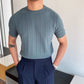 👕Férfi kerek nyakú rövid ujjú pulóverek csavart mintával🧶