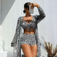 【👙S–XL méretben】Női háromrészes fürdőruha-szett geometrikus mintával