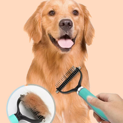 🐶✂️Kétoldalas öntisztító kefe háziállatoknak – Eltávolítja a laza szőrzetet🐕✨