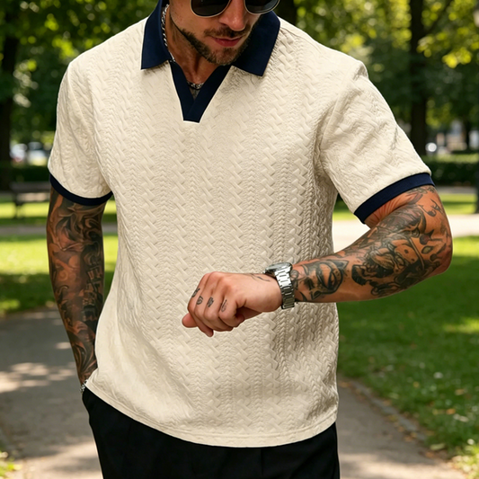 👕Férfi szabadidőruha texturált rövid ujjú felső🏠