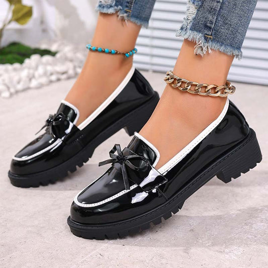 ✨👠Ragyogj lépj könnyedén 🌸Női alkalmi lakkozott bőr masnis loafer