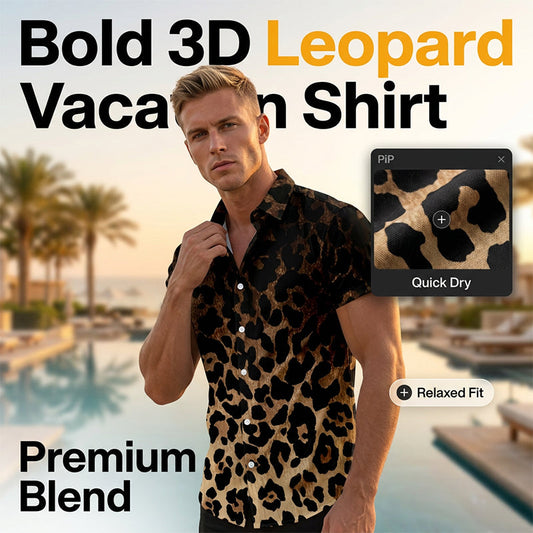 👔IDŐKORLÁTOS 50%-KEDVEZMÉNY!✨ Férfi leopárdmintás ing –6 méretben🌴
