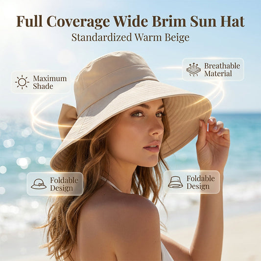 👒Széles Karimájú Masnis Napkalap: UV-Védelem és Stílus – Raktáron!☀️