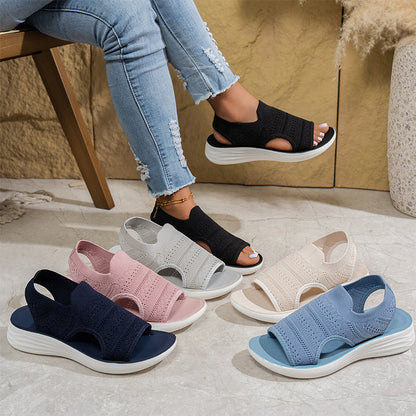 👠Női lélegző kötött anyagból készült platform szandál☁️